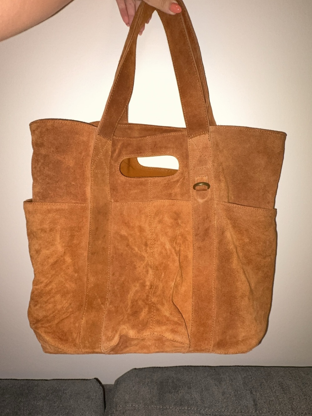 Free People Suede Tote in Cognac